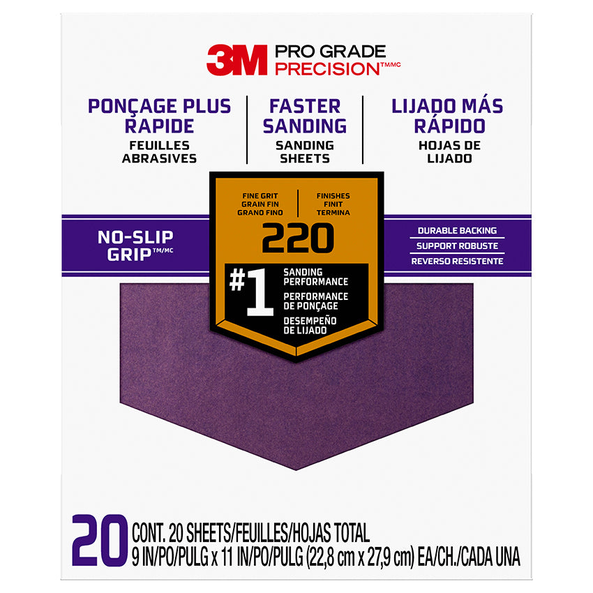 Pro Grade Sanding Sheets 220 Grit 20/Pk