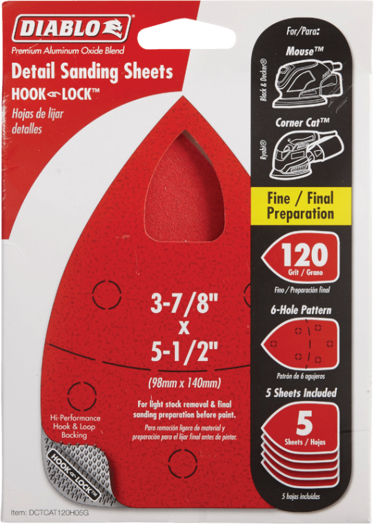 Diablo 120 Grit Mouse Sandpaper (5-Pack)