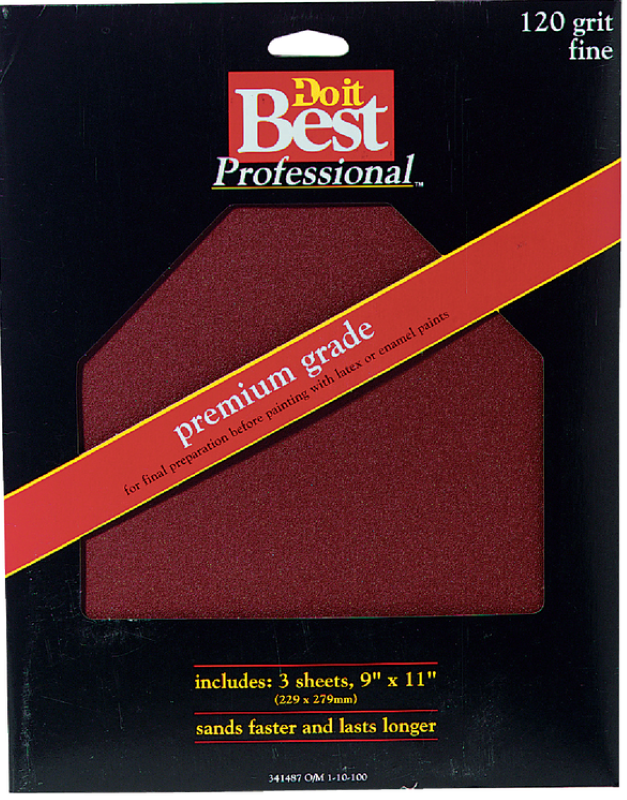 Do it Best Premium Plus 9 In. x 11 In. 120 Grit Fine Sandpaper (3-Pack)