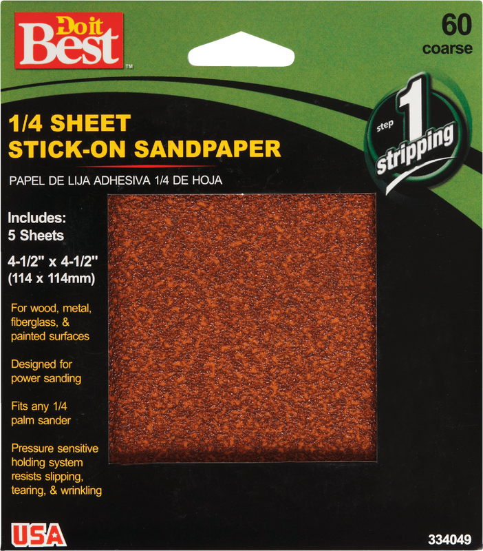 Do it Best Stick-On 60 Grit 1/4 Sheet Power Sanding Sheet (5-Pack)