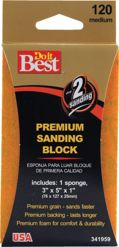 Do it Best Premium 3 In. x 5 In. x 1 In. 120 Grit Medium Sanding Sponge