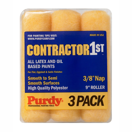 Purdy 9" x 3/8" Contractor 1st Roller Cover, Polyester, 3Pk