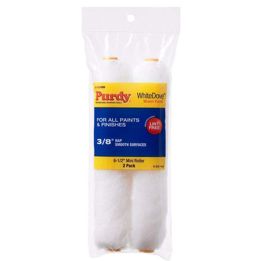 Purdy 6.5" x 3/8" White Dove Mini Roller Covers, Dralon Fabric, 2-Pk