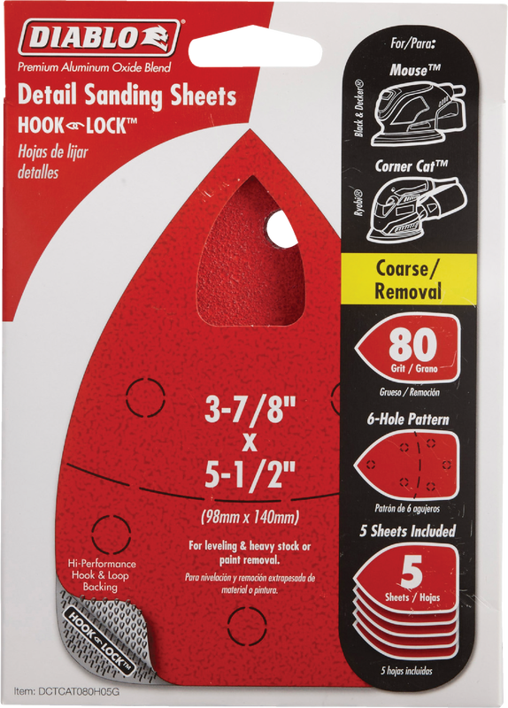 Diablo 80 Grit Mouse Sandpaper (5-Pack)