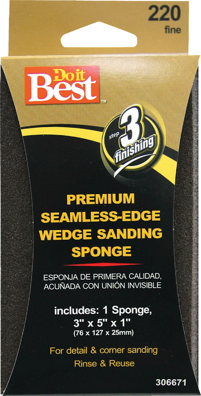 Do it Best Premium Wedge 3 In. x 5 In. x 1 In. 220 Grit Fine Sanding Sponge