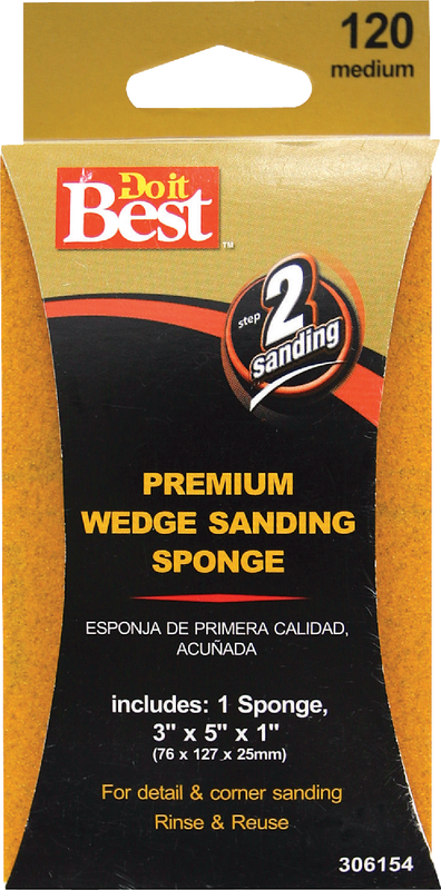 Do it Best Premium Wedge 3 In. x 5 In. x 1 In. 120 Grit Medium Sanding Sponge