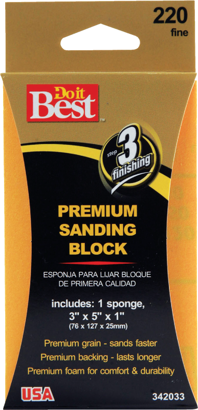 Do it Best Premium 3 In. x 5 In. x 1 In. 220 Grit Fine Sanding Sponge