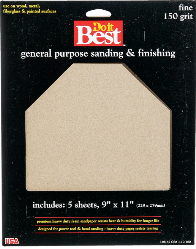 Do it Best General Purpose 9 In. x 11 In. 150 Grit Fine Sandpaper (5-Pack)