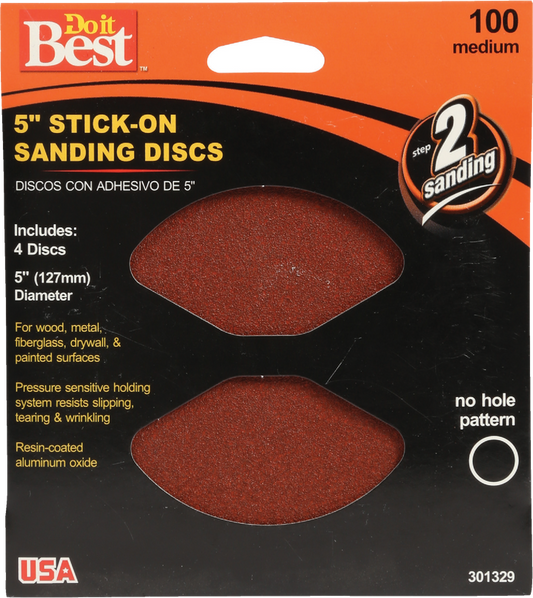 Do it Best 5 In. 100 Grit Stick-On Sanding Disc (4-Pack)
