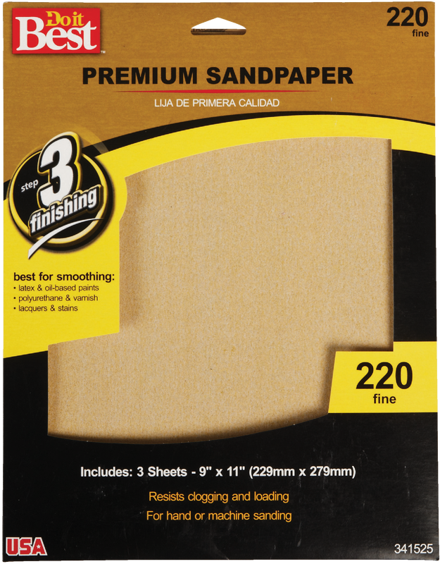 Do it Best Premium Plus 9 In. x 11 In. 220 Grit Fine Sandpaper (3-Pack)