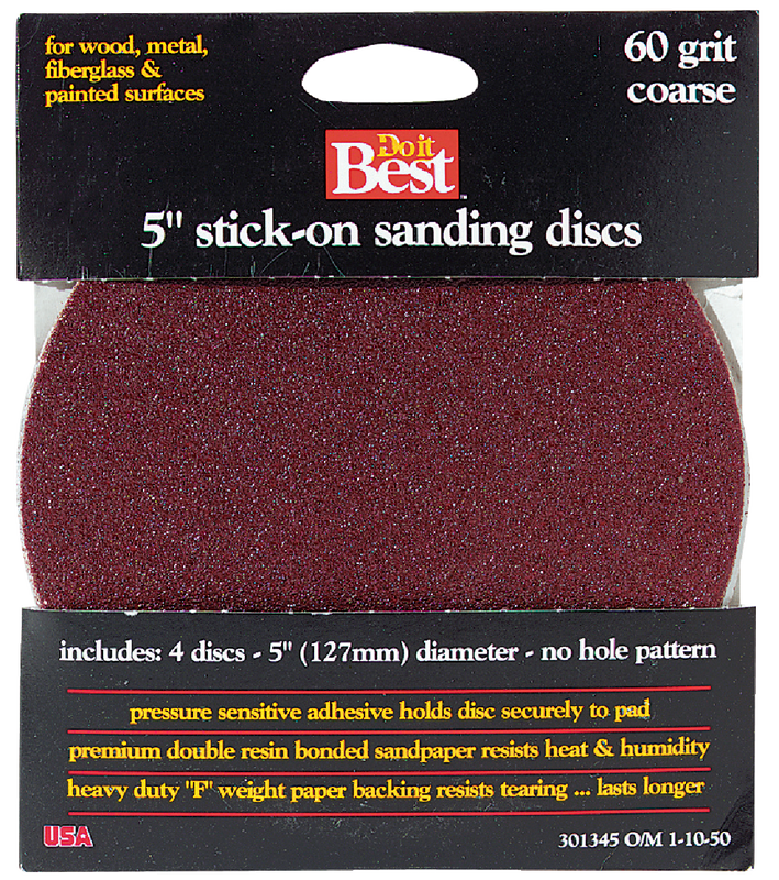 Do it Best 5 In. 60 Grit Stick-On Sanding Disc (4-Pack)